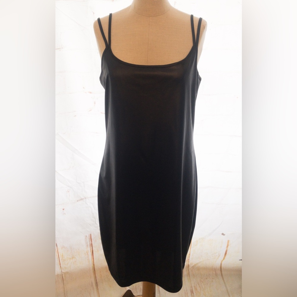Sarah Pacini Black Knee-Length Dress Faux Leather Tunic made in Italy!